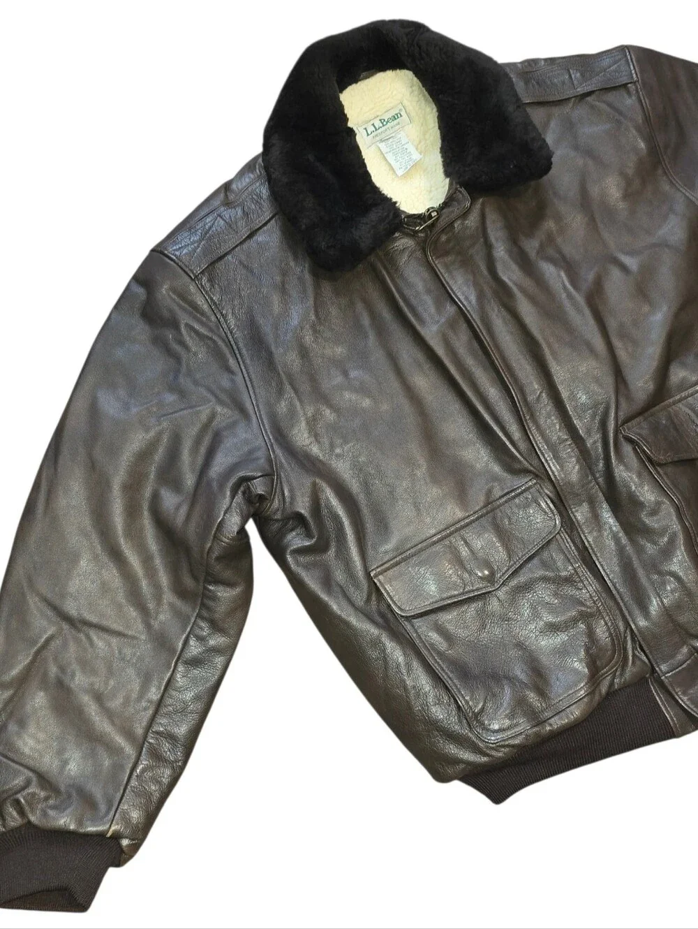 Vintage 80s L.L. Bean Genuin Cowhide Leather Bomber